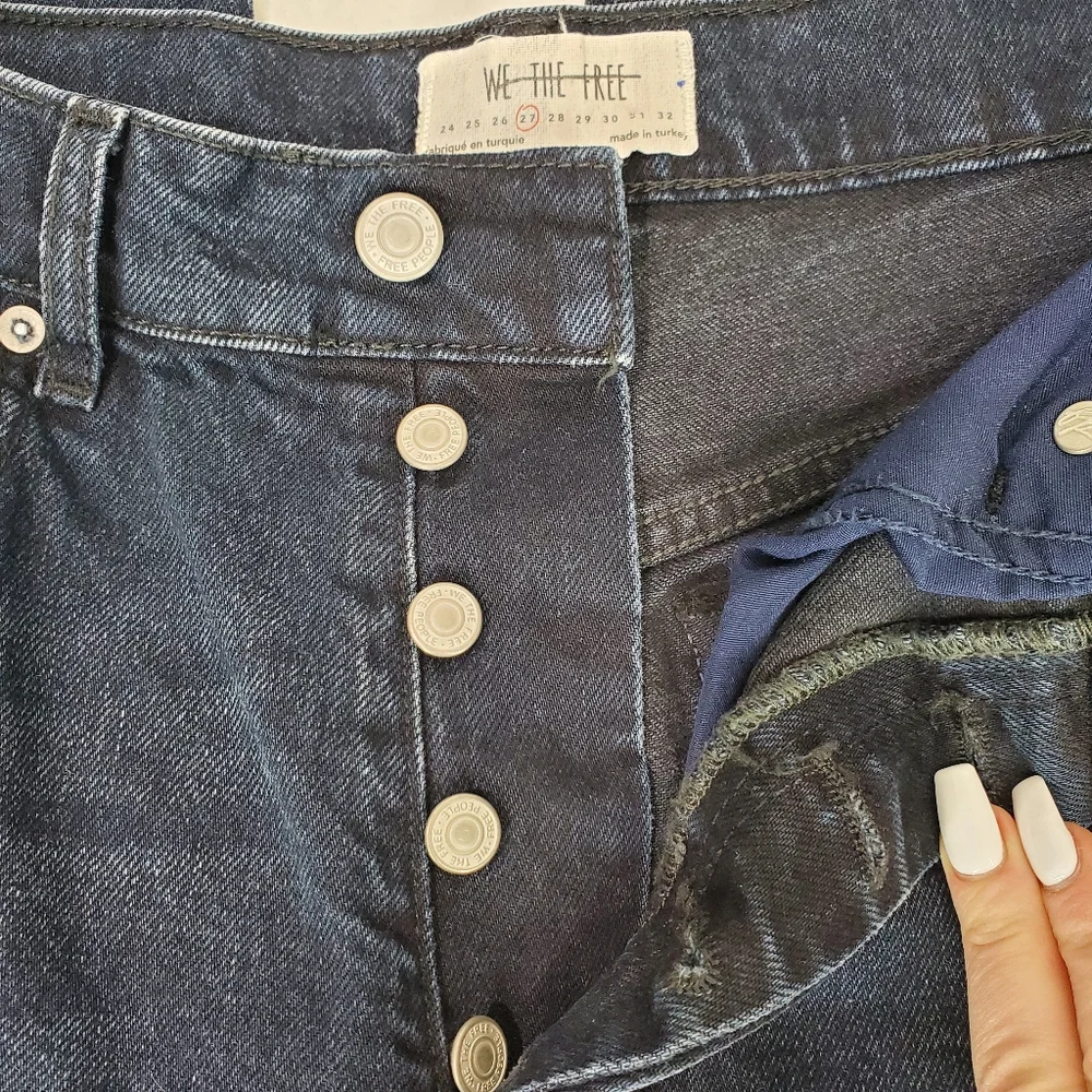 Free People We The Free Stella Skinny Jeans 27 Lulworth Blue Raw Hem Button Fly - Picture 4 of 12